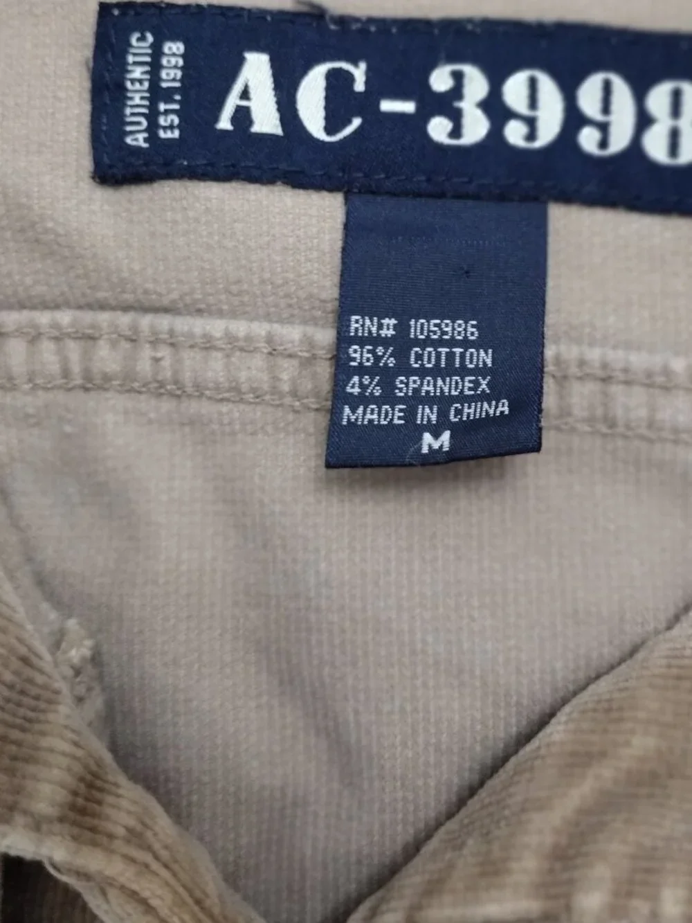 AC-3998 Brown Corduroy Cropped Jacket Size M Stretch Cotton Fitted Y2K Style - Picture 4 of 6